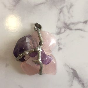 Genuine gemstone pendant rose quartz amethyst
